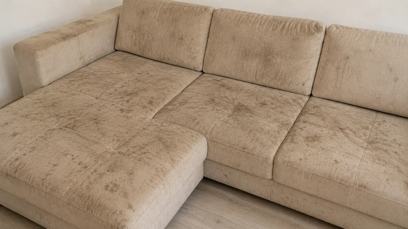 Verschmutztes Sofa vor der Reinigung